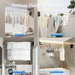 Intrekbare Waslijn - Uitschuifbare Kledinglijn - Kleding Drogen - Niet-doorhangend Ontwerp - 4.2m - Zwart — thumbnail 5