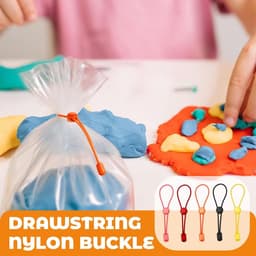 Set van 10 clips voor het sluiten van voedselzakken, elastische en verstelbare klemmen van rubber en kunststof, herbruikbaar, voor broodzakken, noedels en diepvrieszakken, 5 verschillende kleuren (13 — thumbnail 3