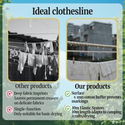 Gevlochten Katoenen Waslijn - Kledingtouw Outdoor - Kleding Drogen - UV-Bestendig - 10 meter - Natuurlijk — thumbnail 5