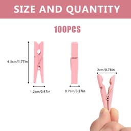 Houten Knijpers - Kledingknijpers Decoratie - Ambachten Foto's - Natuurlijk Hout - 100 Stuks - Baby Roze — thumbnail 2