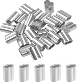 SnelShoppen - 50 Stuks Ferrules Aluminium, Sterke Crimp Lussen, Aluminium Sleeves voor Hondenlijn, Waslijn of Sterke Kabel (3mm), Duurzaam en Betrouwb — thumbnail 3