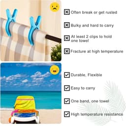 Houders voor strandhanddoeken Clips, Handdoekbandjes voor strandstoelen, 4 stuks Elastische houder voor strandhanddoeken, Elastisch, Houders voor strandhanddoeken Handdoekbandjes — thumbnail 2