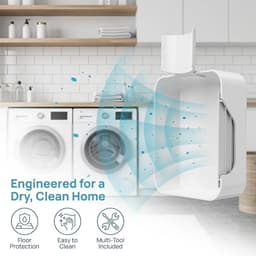 Lekbak wasmachine - Lekbak - 4-delige Set - Inclusief Universele Watergeleider, Reinigingsborstel en Bevestigingsmoer - Wit — thumbnail 5