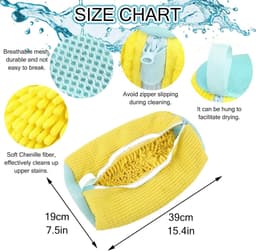 SnelShoppen - Schoen Waszak voor Wasmachine - Herbruikbare en Duurzame Schoenwaszak voor Sport- en NetSchoenen 19 x 39 cm Geel met Zachte Binnenborste — thumbnail 5