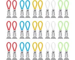Handdoekhaakjes - 30 stuks - Handdoekclips - Handdoekhaken - Handdoekklemmetjes - Houders - Haken - Klemmetjes - Theedoek - Ophanghaakjes - Voor badkamer en keuken - 5 kleuren