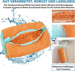 Multifunctionele waszak voor schoenen, herbruikbare waszak voor sneakers, beschermt schoenen en wasmachine, geschikt voor alle types schoenen, oranje kleur — thumbnail 2