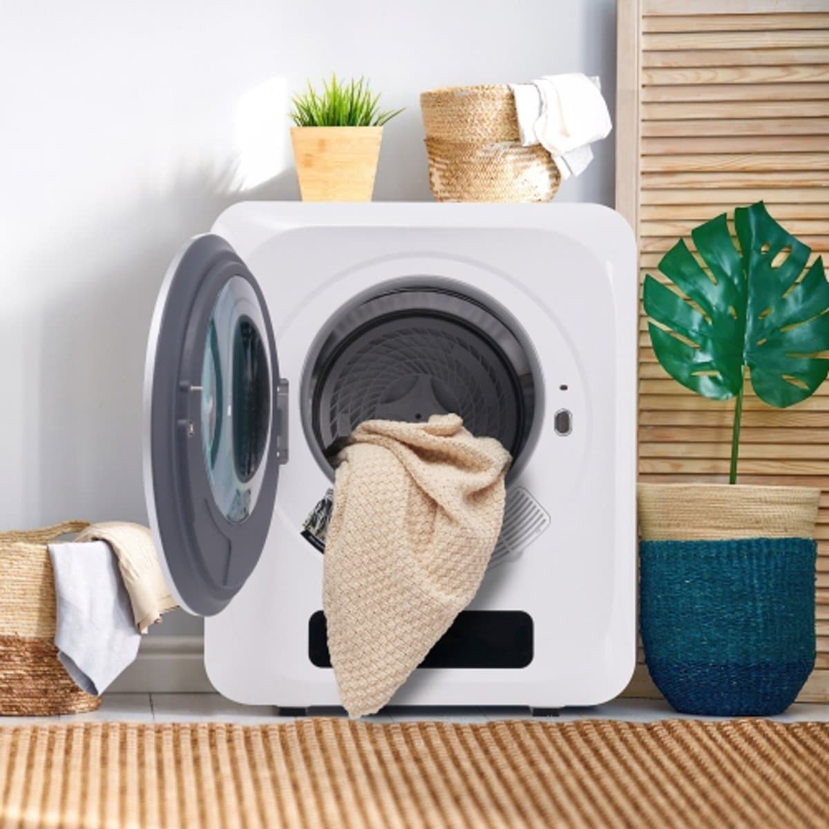 Compacte Luchtafvoer Wasdroger 3-4 kg - Mini Wasdroger met RVS Trommel & UV Sterilisatie - Wandmontage Wasdroger 850W - 6 Programma's - Wit [Energieklasse G] — afbeelding 1