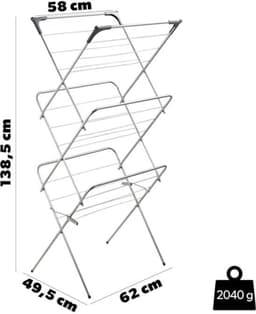 Verticale droogtoren met antislip voeten - ruimtebesparende wasdroger van metaal — thumbnail 2