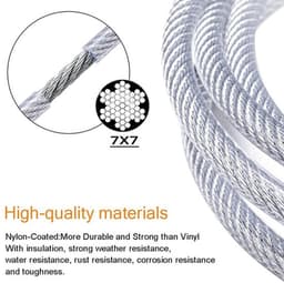 Namajunas – 56-delige staalkabelset – roestvrijstalen kabel – waslijn – 30 meter/100 voet, met oogjes en M5-spanschroeven, geschikt voor kabelsystemen voor buitenverlichting, klimplanten, tuinen en waslijnen, evenals andere buiteninstallaties. — thumbnail 5