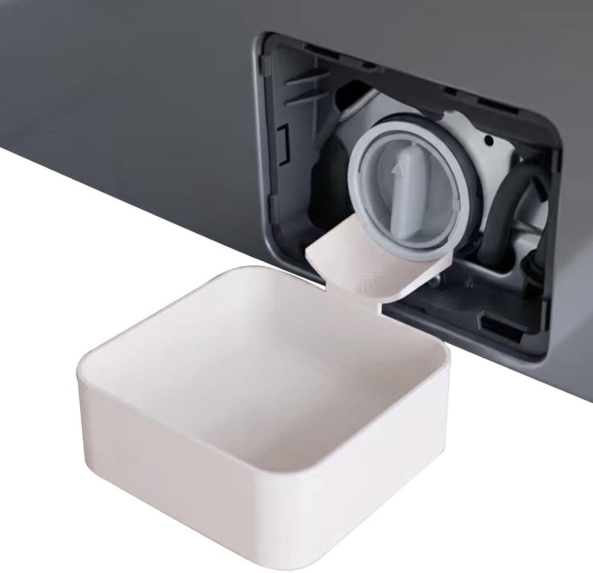Lekbak Wasmachine - Afvoerbak - 3D-geprinte waterdichte bak - 12cm - Opvangbak tegen lekkage - Siliconen - Wateropvang - Afvoer - Wit — afbeelding 1