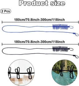 2 Stuks Reiswaslijn, Elastische Waslijn, Draagbare Waslijn, Campingwaslijn, Outdoor-drooglijn Elastisch, met 12 Klemmen, voor Binnen en Buiten, Camping, Wasdrogen Buiten (Zwart, Donkerblauw) — thumbnail 5