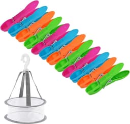 Wasknijpers Set met Mand - Kunststof - Windbestendig en Kleurig - Antislip Ontwerp - Voor Kleding en Huishoudelijk Gebruik — thumbnail 4