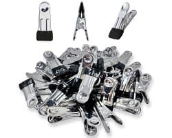 QTTVBTNA -Wasknijpers - Set van 30 - Roestvrijstalen Knijpers - Zwart, roestvrij, waterbestendig, windbestendig - Sterke veer, antislip rubberen coating - Multifunctioneel voor kleding, handdoeken, snacks en foto's - Voor thuis en reis