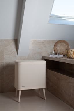Novici wasmand beige 60L - wasmand op pootjes - wasmand op poten - wassorteerder met 2 vakken - wasbox - beige wasmand — thumbnail 5