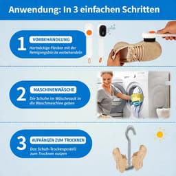 SnelShoppen - Schoenenwaszak voor wasmachine, 4-in-1 complete set, 2 stuks sneakers waszakken van chenille microvezel incl. borstel en schoenenstandaa — thumbnail 2