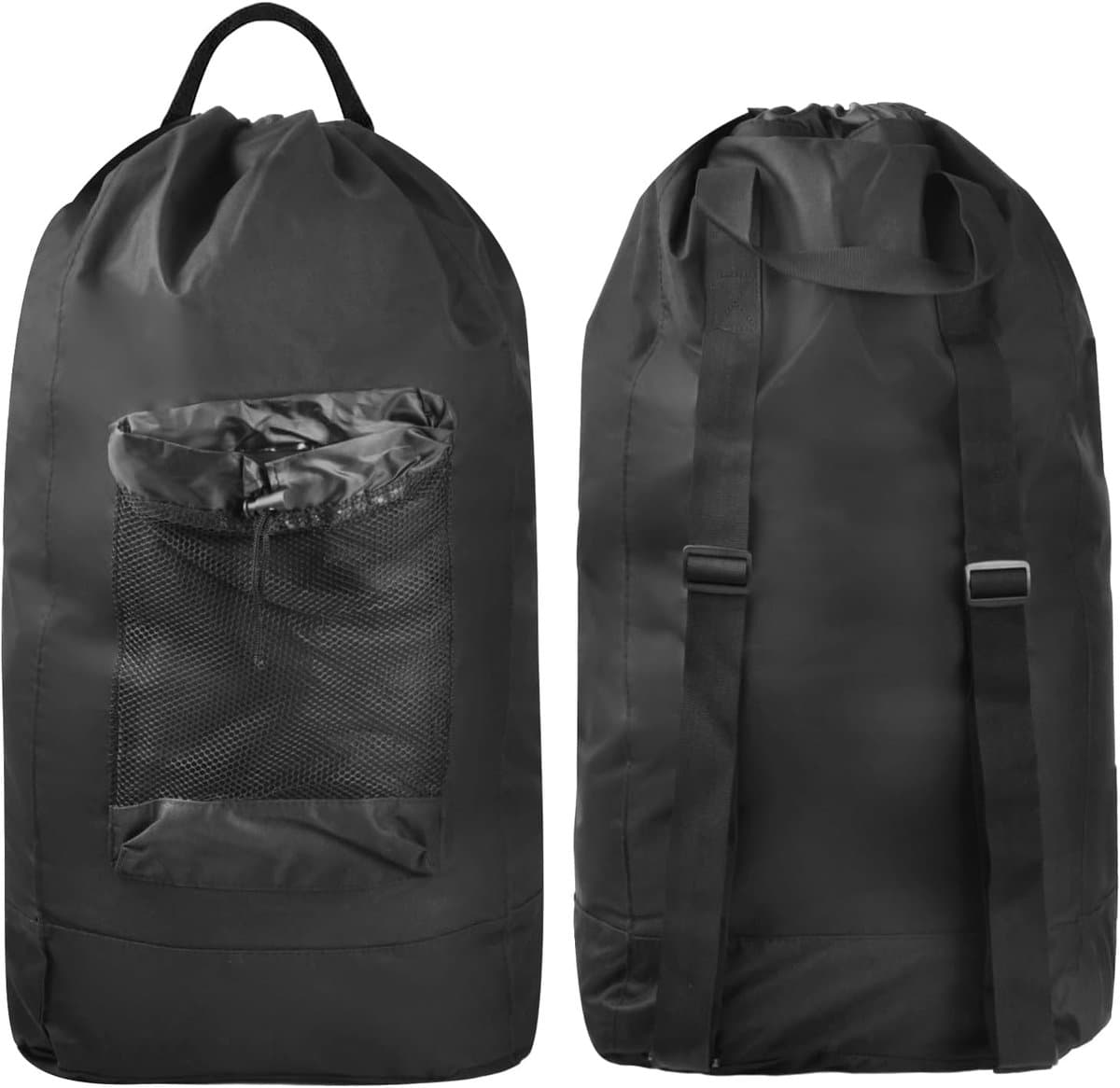 SnelShoppen - Rugzak Waszak, Opvouwbaar, Groot, Zwart, 33 x 73 cm, Trekkoord, Waszak voor Vuile Was, Camping, Picknick, Thuisgebruik, Oxford-stof — afbeelding 1