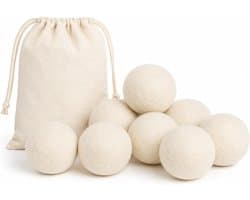 SnelShoppen - Droogballen Wol 8 Stuks 7 cm Herbruikbaar voor Wasdroger met Opbergtas 100% Schapenwol voor Donsjacks Beddengoed Handdoeken en Kleding