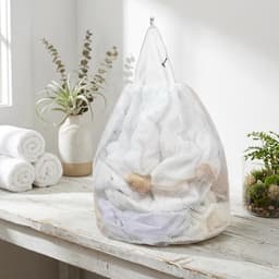 Grote Waszak - Wasmand Netstof - Kleding Opbergen - Robuust Netweefsel - 30x40cm - Wit — thumbnail 3