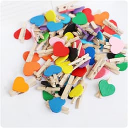 Houten Wasknijpers - Mini Knijpers Fotoclip - Decoratief Ophangen - Hartvormig Natuurlijk Hout - 200 stuks 3 cm - Gemengde Kleuren — thumbnail 1