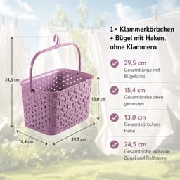 Dailygoods- Wasknijpersmand met haak - Klammermand - BPA-vrij - Wasbaar - Duurzaam - Elegant ontwerp - Wasmand — thumbnail 4