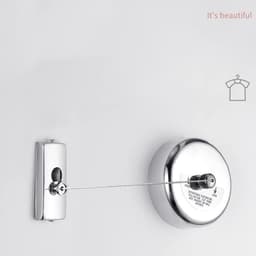 Wandwaslijn Intrekbaar - Droogrek Waslijn - Kleding Drogen - Roestvrij Staal - 1 meter - Zilver — thumbnail 3