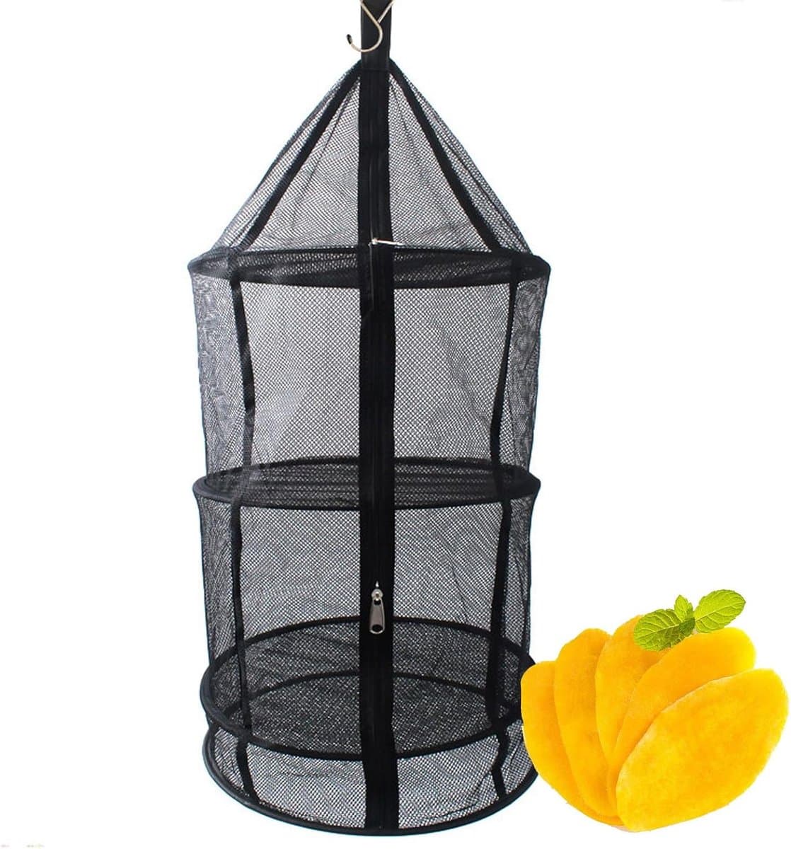 Droognet Met Rits - Opbergrek - Planten Drogen - Ademend Ontwerp - 39x39x85cm - Grijs — afbeelding 1