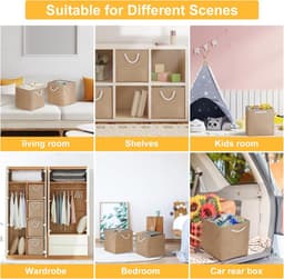 4 stuks opvouwbare opbergdozen – 33x33x33 cm, geschikt voor Kallax, kleding, speelgoed (khaki) — thumbnail 5