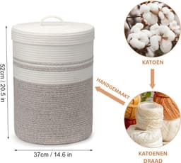 CRLYN® Rieten Wasmand met Deksel - 37 x 37 x 52 cm — thumbnail 4