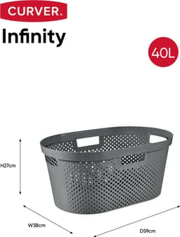 Curver Infinity Recycled wasmand dots - 40 liter - 100% recycled - Donkergrijs — thumbnail 2