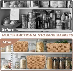 5 stuks gevlochten papierkoord opbergmandjes – Stapelbaar, voor badkamer, keuken, woonkamer — thumbnail 5