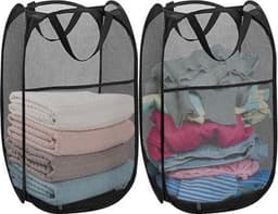 2 stuks wasmand - Opvouwbare wasmand - Pop-up wasmand - Voor badkamer, camping, universiteit, kamer en reizen,Zwart (36 x 36 x 56 cm) — thumbnail 1