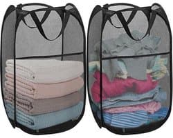 2 stuks wasmand - Opvouwbare wasmand - Pop-up wasmand - Voor badkamer, camping, universiteit, kamer en reizen,Zwart (36 x 36 x 56 cm)