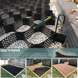 Geo-rooster Bodemstabilisatie - Grindstabilisator Grasbeton - Stabiliseren van Ondergrond - Hoge Belastbaarheid 816 kg - 5 cm Hoog - Zwart — thumbnail 4