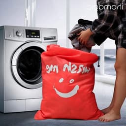 Grote Vouwbare Waszakken van 120 Liter voor Vuile Was, Duurzaam 420D Stof, Ideaal voor Thuis en Reizen, Oranje/Donkerblauw — thumbnail 4