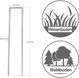 SnelShoppen - 100 Stuks Ø3mm Grondankers - 150x25mm Fixeerankers van Staal - Sterke Grondspikes voor Tuin, Camping, Gras en Kunstgras — thumbnail 5