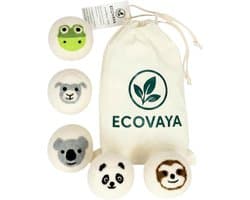 SnelShoppen - Droogballen Set 5-delig, Handvilten Diermotieven, 100% Wol, Herbruikbaar, Vermindert Droogtijd, Vrij van Chemicaliën en Plastic, Zacht v