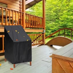 Beschermhoes voor Tuinstoelen 65 x 65 x 120 cm van 210D Oxford Stof met Trekkoord voor Balkonstoelen en Stapelstoelen, Zwart — thumbnail 2