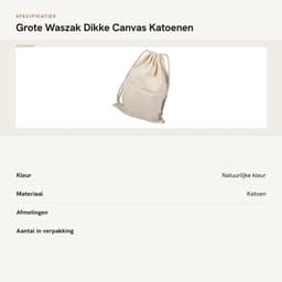Waszak Dikke Canvas Katoenen Tas - Opbergtas voor Wasgoed - Huishoudelijke Waszak - Trekkoordsluiting - 22 * 28 cm - Biologisch Materiaal — thumbnail 5