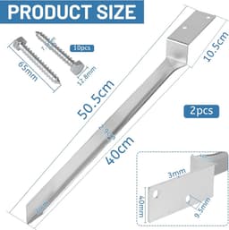 SnelShoppen - Set van 2 Swing Post Supports, L-Vormige 4 x 50 cm Impact Sleeves, Bodemankers van Gegalvaniseerd Staal voor Schommels en Houten Palen — thumbnail 4