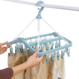 Sokkendroger - 32 Knijpers - Opvouwbaar - Sokken Hanger - Sokken Droger - Beha's - bh's - Ondergoed - Wasrek Sokken - Wasrek - Droogrek - Klein Wasrekje - Washanger - Sokkendroogrek - Kleerhanger voor Sokken - Windbestendig — thumbnail 5