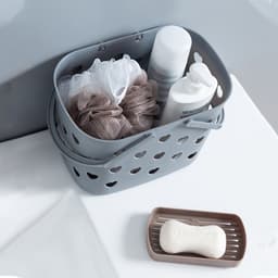 2 stuks- Opbergmanden - Opbergmande - Badkamermanden - Douchemanden - Handzame mandjes - Met handvatten - Geschikt voor badkamers, voorraadkasten en keukens — thumbnail 4