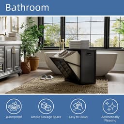 Solidchoice- Wasmandkast 63 Liter - Verwijderbare Waszak - Metalen Handgreep - Kantelbaar - Multifunctioneel Opbergproduct - Geschikt voor Keuken/Badkamer - Opbergkast — thumbnail 5