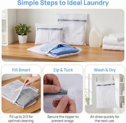 Herbruikbare Mesh Waszakjes - 4 Stuks Waszakken voor Wasmachine | 50 x 60 cm en 40 x 50 cm voor Sokken, Truien en Onderkleding met Ritssluiting — thumbnail 2