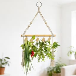 Hout Kruidendroogrek - Inclusief Bruine Cadeaulabels en Natuurlijk Jutetouw - Woondecoratie - Opvouwbaar - Bespaar Ruimte - Voor Het Drogen Van Verse en Aromatische Kruiden - Versier Je Keuken, Terras of Woonkamer — thumbnail 5