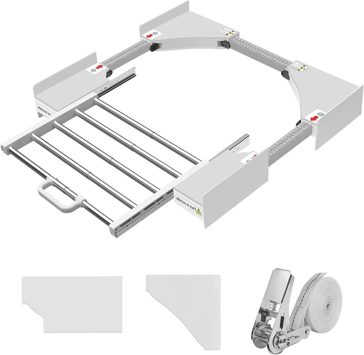Tussenframe Wasrek - Overlappingsset - Ruimte Besparen - Uittrekbare Plank - 53-68 cm - Wit — afbeelding 1