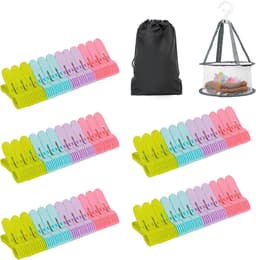 Wasknijpers met mand - Kleurrijke clips - Kleding drogen - Sterke antislip grip - 48 stuks - Multicolor — thumbnail 1