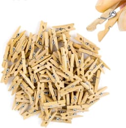 SnelShoppen - 100x Mini Clips 25 mm - Houten Wasknijpers, Sterke Mini Clip voor Creatief Gebruik, Perfect voor Feest, Tuin en Keuken — thumbnail 1