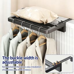 SnelShoppen - Radiator droogrek 40x25 cm, ruimtebesparend wasrek voor balkon, wandmontage, handdoekhouder, vensterbank, badkamer, wasstandaard — thumbnail 5