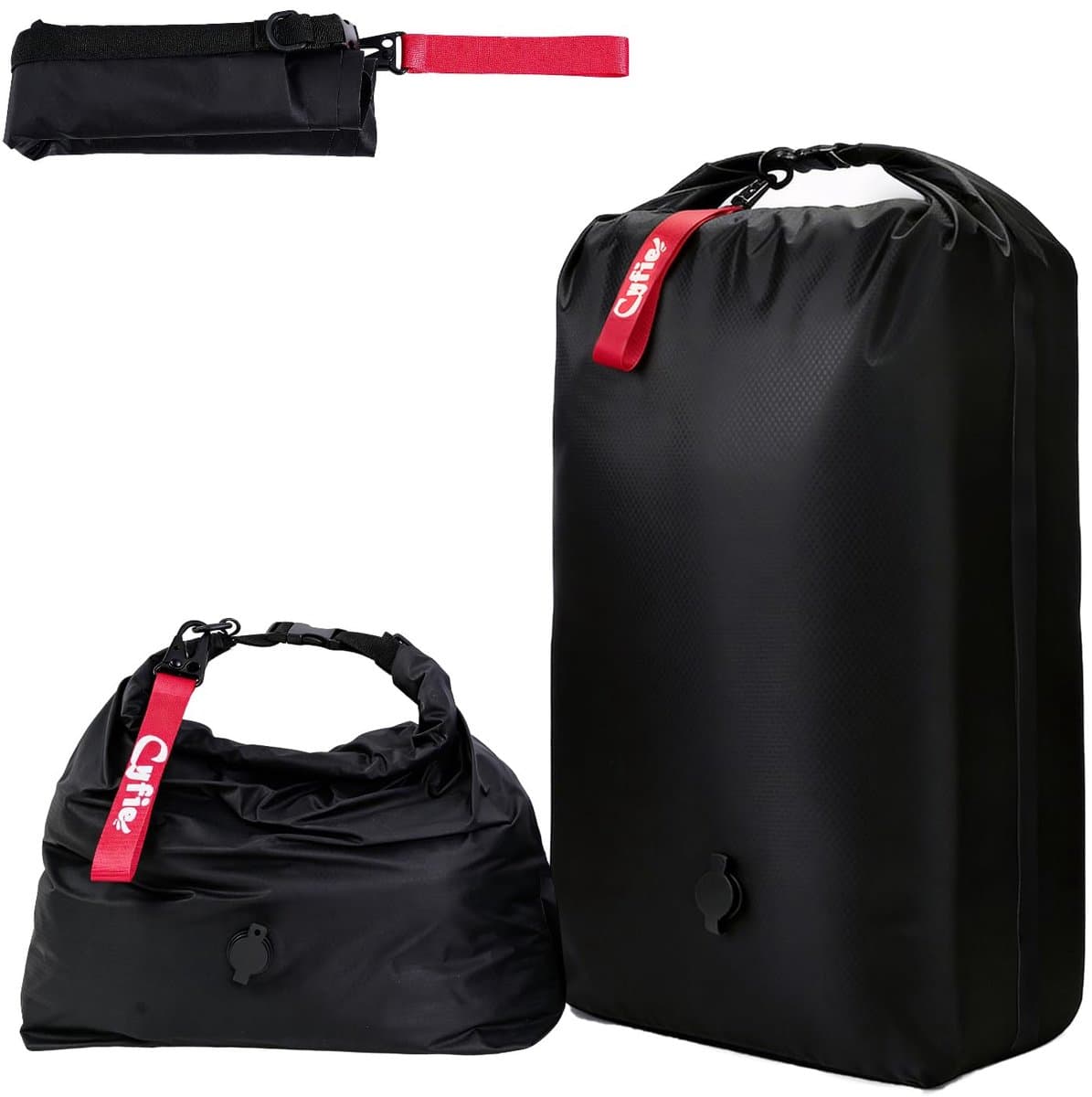 SnelShoppen - Zwarte waszak voor reizen, compressiezak 70D nylon, TPU waterdicht, herbruikbare vacuümzak voor kleding, M - ideaal voor camping, zwemme — afbeelding 1