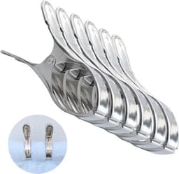 Set van 6 RVS Wasknijpers van 12 cm voor Handdoeken, Strandlakens en Voedselverpakking, Duurzaam en Roestvrij — thumbnail 1